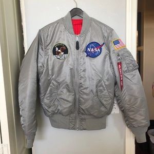 nasa bomber jacket silver